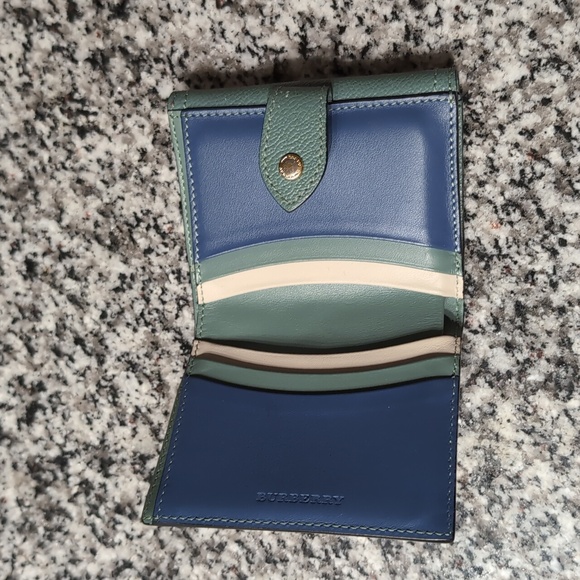 BURBERRY Bifold Wallet PVC x Leather Nova Check Logo Emerald Green Women - Picture 3 of 4